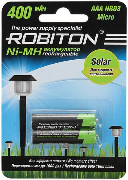 Аккумулятор AAA - Robiton SOLAR 400MHAAA-2 13904 BL2 (2 штуки) 21725466