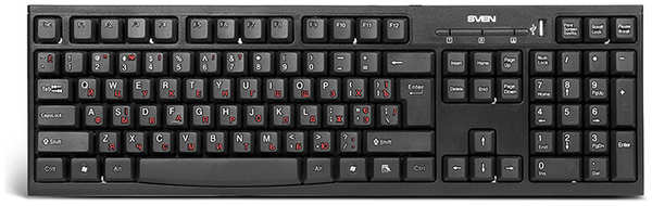 Клавиатура Sven Standard 304 Black USB + HUB SV-03100304UB 21774541