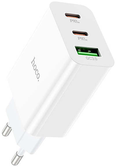 Зарядное устройство Hoco C99A 1xUSB - 2xUSB-C 3А PD20W QC3.0 White 6931474767554 218442250