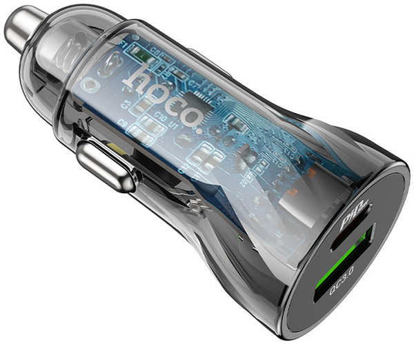 Зарядное устройство Hoco Z47A Transparent 1xUSB - 1xUSB-C 3А PD30W QC3.0 Black 6931474782274 218442258