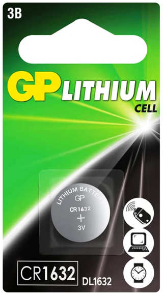 Батарейка CR1632 - GP Lithium CR1632ERA-2CPU1 10/100/900 (1 штука) 218442481