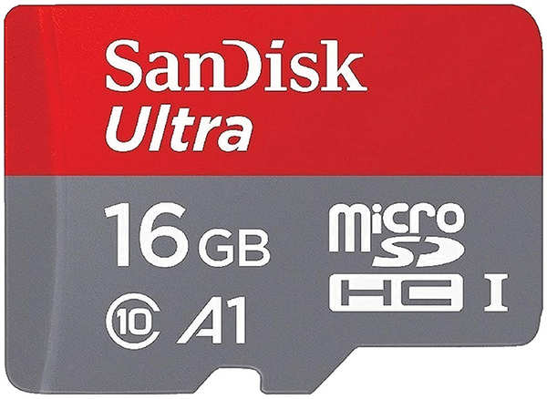 Карта памяти 16Gb - SanDisk Micro Secure Digital HC Class 10 Ultra UHS-I A1 SDSQUAR-016G-GN6MN 218448660