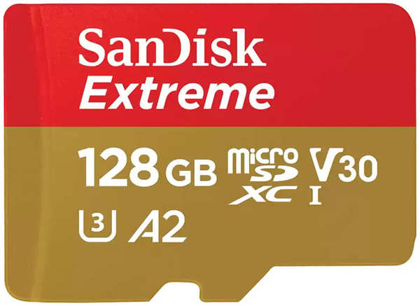 Карта памяти 128Gb - SanDisk Extreme Micro Secure Digital XC Class 10 UHS-I A2 C10 V30 U3 SDSQXAA-128G-GN6MN