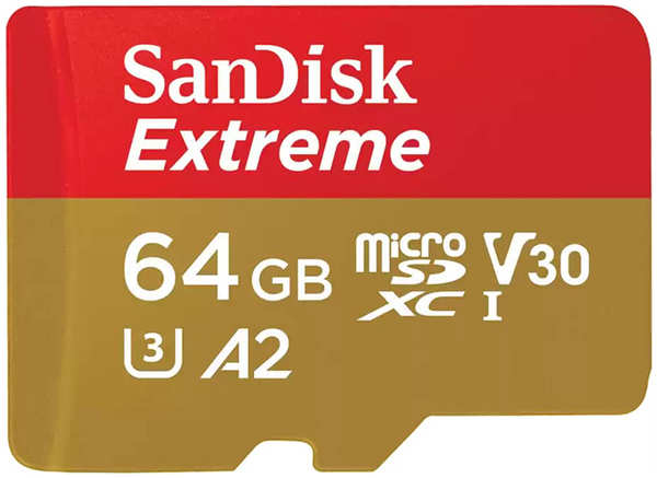 Карта памяти 64Gb - SanDisk Extreme Micro Secure Digital XC Class 10 UHS-I A2 C10 V30 U3 SDSQXAH-064G-GN6GN 218448668
