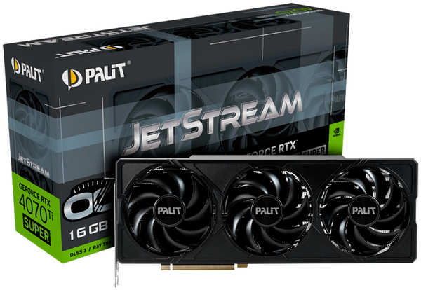 Видеокарта Palit GeForce RTX 4070Ti Super JetStream OC 16Gb 2340MHz PCI-E 4.0 16384Mb 21000MHz 256-bit HDMI 3xDP NED47TSS19T2-1043J 218460332