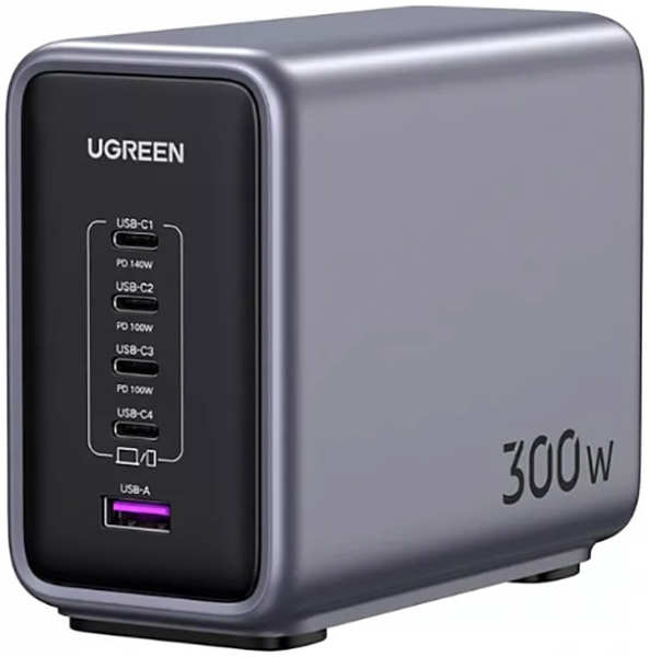 Зарядное устройство Ugreen CD333 Nexode 300W 5-Port PD GaN Fast Charger EU Gray 90903B 218460743