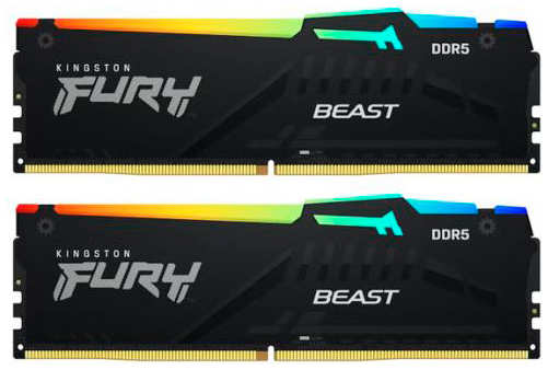 Модуль памяти Kingston Fury Beast RGB Black DDR5 DIMM 5600Mhz PC48000 CL36 - 32Gb (2x16Gb) KF556C36BBEAK2-32 218461453