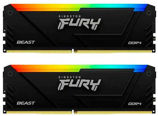 Модуль памяти Kingston Fury Beast RGB RGB DDR4 DIMM 3600Mhz PC28800 CL18 - 64Gb (2x32Gb) KF436C18BB2AK2/64