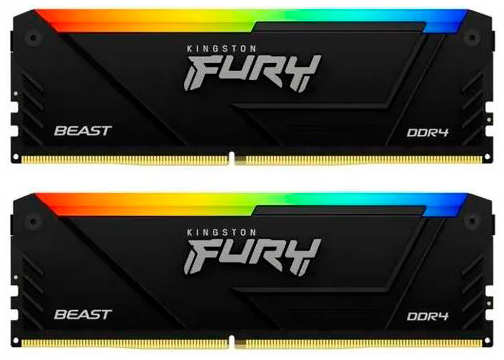 Модуль памяти Kingston Fury Beast Black RGB DDR4 DIMM 3200Mhz PC25600 CL32 - 64Gb (2x32Gb) KF432C16BB2AK2/64 218461666
