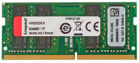 Модуль памяти Kingston Value RAM DDR4 SODIMM 3200Mhz PC25600 CL22 - 16Gb KVR32S22D8/16 218461888