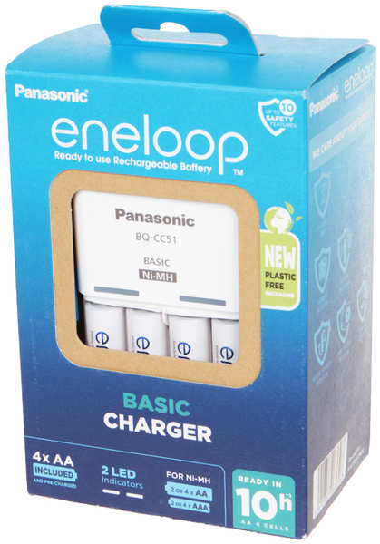 Зарядное устройство Panasonic Basic Charger + 4 аккумулятора AA 2000mAh K-KJ51MCD40E