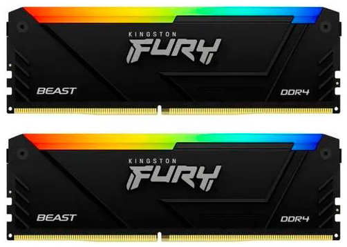 Модуль памяти Kingston FURY Beast Black RGB DDR4 DIMM 3200MHz PC-25600 CL16 - 16Gb Kit (2x8Gb) KF432C16BB2AK2/16 FURY Beast Black RGB KF432C16BB2AK2/16 218462523