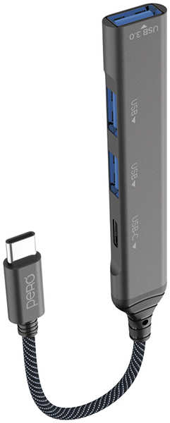 Хаб USB Pero MH03 USB-C - USB-C+USB 3.0+2xUSB 2.0 Grey MH03GR 218465783