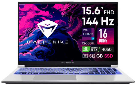 Ноутбук Machenike L15 Pro JJ00GB00ERU (Intel Core i7-12650H 2.3GHz/16384Mb/512Gb SSD/nVidia GeForce RTX 4050 6144Mb/Wi-Fi/Cam/15.6/1920x1080/DOS)