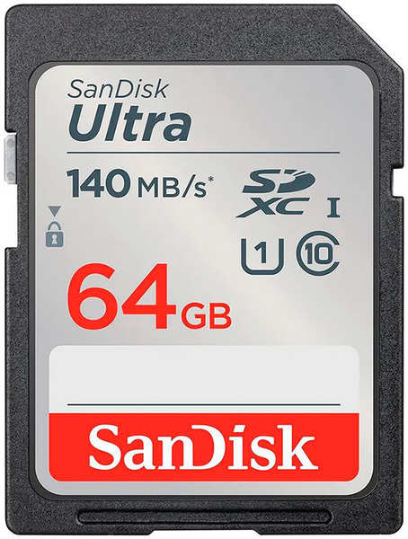 Карта памяти 64Gb - SanDisk Ultra SDXC Class 10 UHS-I U1 Ultra R SDSDUNB-064G-GN6IN 218466980