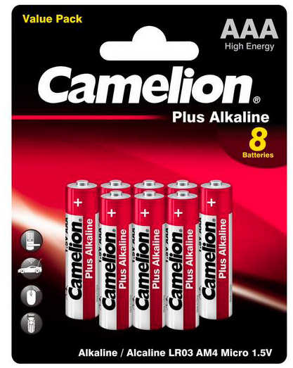 Батарейка ААА - Camelion Plus Alkaline LR03-BP5+3 (8 штук) 218467870