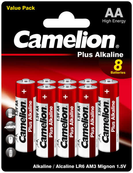 Батарейка АА - Camelion Plus Alkaline LR6-BP5+3 (8 штук) 218467879