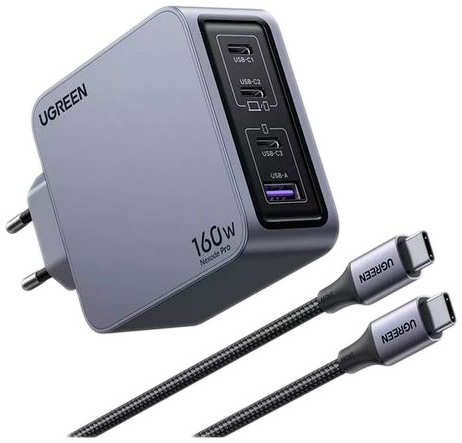 Зарядное устройство Ugreen X763 Nexode Pro 160W USB-A + 3xUSB-C Grey 25877 218469964