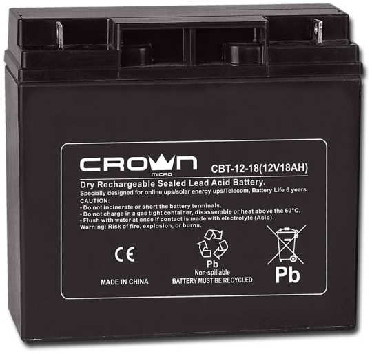 Аккумулятор для ИБП Crown Micro 12V 18Ah CBT-12-18 218472893