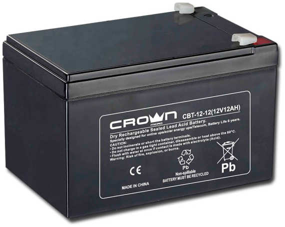 Аккумулятор для ИБП Crown Micro 12V 12Ah CBT-12-12 218472899
