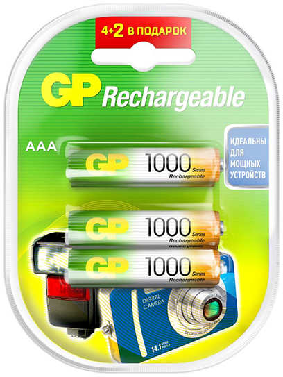 Аккумулятор AAA - GP 930mAh 100AAAHC4/2-2CR6 (6 штук)