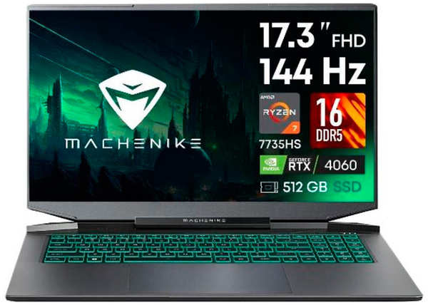 Ноутбук Machenike L17A Star JJ00GH00ERU (AMD Ryzen 7 7735H 3.2GHz/16384Mb/512Gb SSD/nVidia GeForce RTX 4060 8192Mb/Wi-Fi/Cam/17.3/1920x1080/No OS)