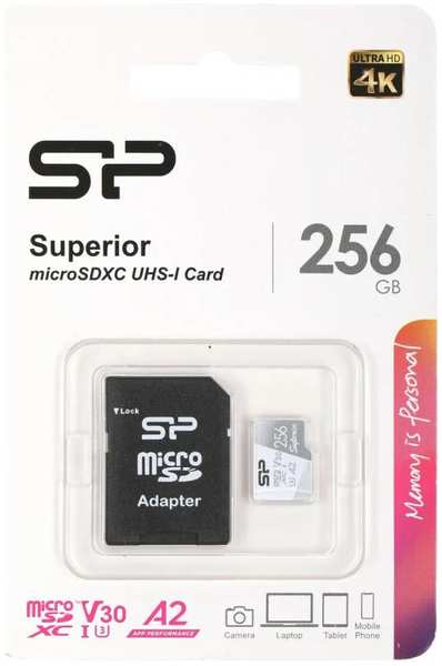 Карта памяти 256Gb - Silicon Power Superior MicroSDXC Class 10 UHS-I U3 SP256GBSTXDA2V20SP с адаптером SD Superior SP256GBSTXDA2V20SP 218477859