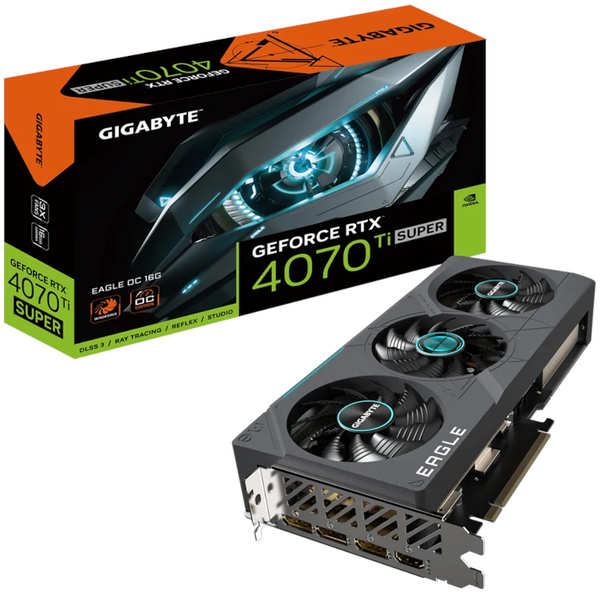 Видеокарта GigaByte nVidia GeForce RTX 4070Ti Super Eagle OC 16G 2610Mhz PCI-E 4.0 16384Mb 21000MHz 256-bit HDMI 3xDP GV-N407TSEAGLE OC-16GD