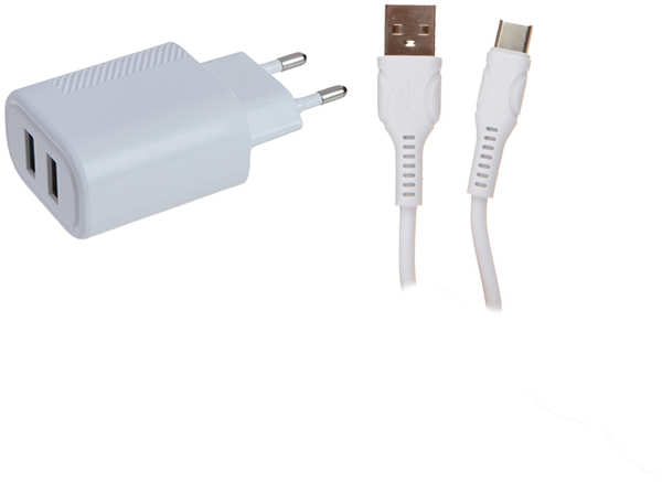 Зарядное устройство Red Line NT-5 2.4A 2xUSB-A + кабель Type-C White УТ000036408 218480447