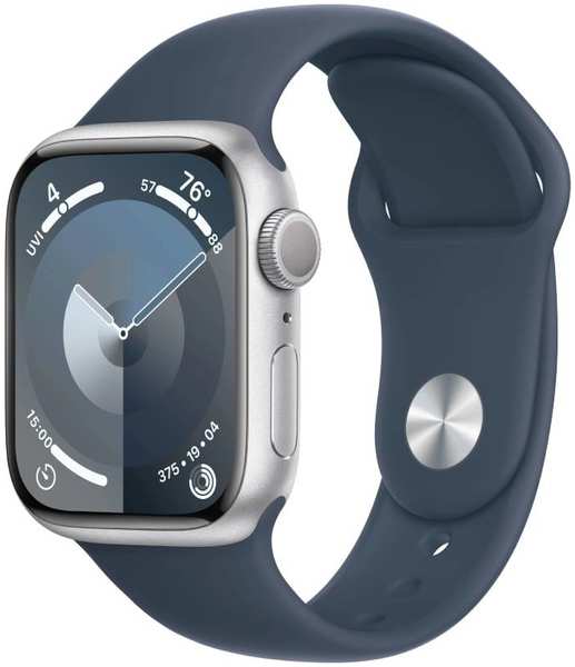 Умные часы APPLE Watch Series 9 GPS 45mm Silver Aluminium Case with Storm Blue Sport Band - S/M MR9D3 218482958