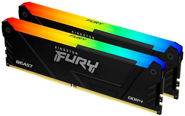 Модуль памяти Kingston Fury Beast Black RGB DDR4 DIMM 3200Mhz PC25600 CL16 - 32Gb Kit (2x16Gb) KF432C16BB12AK2/32 218485763
