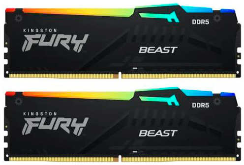 Модуль памяти Kingston Fury Beast Black RGB Expo DDR5 DIMM 5600Mhz PC44800 CL36 - 16Gb Kit (2x8Gb) KF556C36BBEAK2-16 218485774