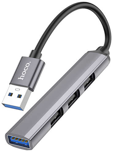 Хаб USB Hoco HB26 3xUSB 2.0/1xUSB 3.0 Grey 6931474765468 218486424