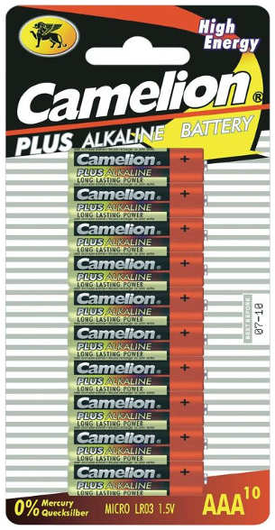 Батарейка AAA - Camelion Alkaline Plus LR03 LR03-BP10 (10 штук) 21856416