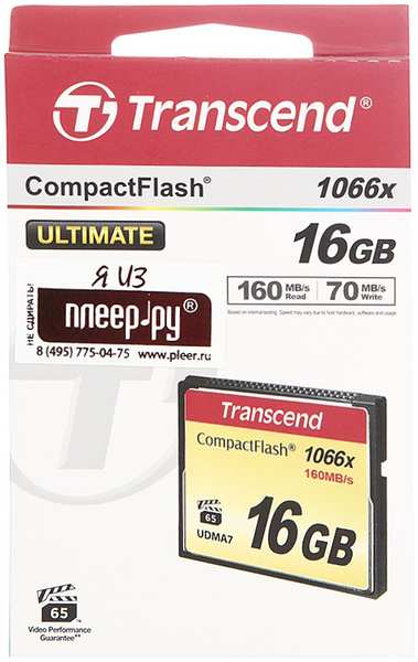 Карта памяти 16Gb - Transcend 1000x - Compact Flash TS16GCF1000 2193654