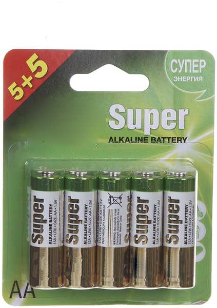 Батарейка AA - GP Super Alkaline 15A5/5-2CR10 (10 штук) 21943868