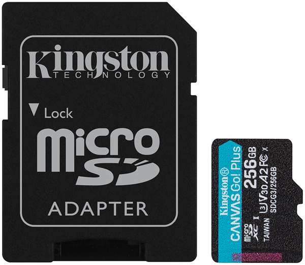 Карта памяти 256Gb - Kingston Canvas Go! Micro Secure Digital HC Class10 UHS-I Canvas Select + SD Adapter SDCG3/256GB с переходником под SD 21961603