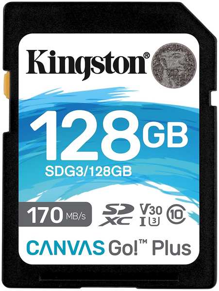 Карта памяти 128Gb - Kingston SDHC 170R C10 UHS-I U3 V30 Canvas Go Plus SDG3/128GB 21961695