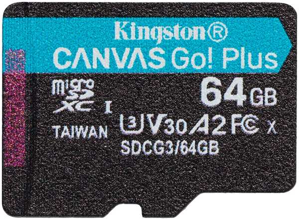 Карта памяти 64Gb - Kingston MicroSDHC 170R A2 U3 V30 Canvas Go Plus SDCG3/64GBSP 21961697