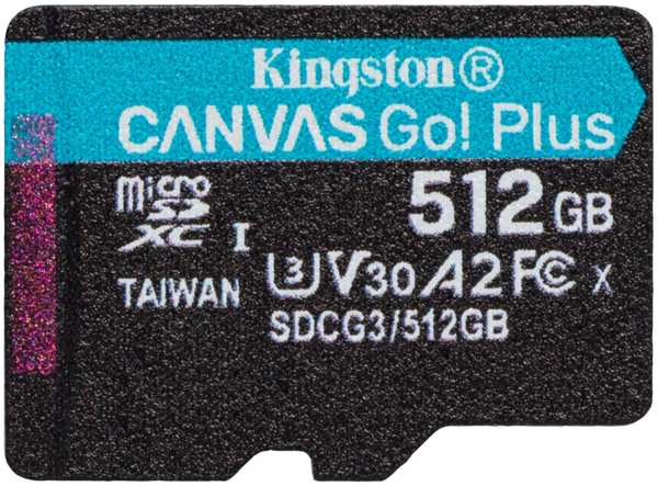 Карта памяти 512Gb - Kingston MicroSDHC 170R A2 U3 V30 Canvas Go Plus SDCG3/512GBSP 21961699