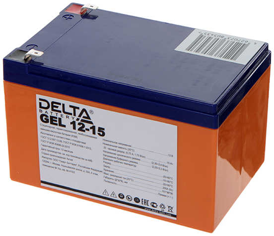 Аккумулятор для ИБП Delta Battery GEL 12-15 12V 15Ah 21997806