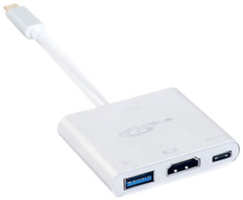 Адаптер KS-is Type-C M - USB / HDMI / Type-C F KS-342 White
