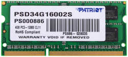 Модуль памяти Patriot Memory SL 4GB DDR3 1600MHz SODIMM 204-pin CL11 PSD34G16002S