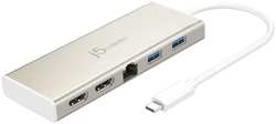 J5create USB Type-C / 2xHDMI Mini Dock-Ethernet / USB 3.1 HUB / PD2.0 JCD381