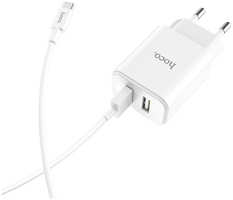 Зарядное устройство Hoco C62A Victoria 2xUSB 5V 2.1A + Cable USB Type-C White 6957531095026 C62A Victoria 6957531095026