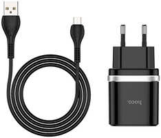 Зарядное устройство Hoco C12Q Smart 1xUSB 3A 18W QC3.0  /  QC2.0 + кабель MicroUSB Black