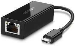 Сетевая карта Ugreen US236 USB Type-C 3.1 Gen1 to 10 / 100 / 1000Mbps Ethernet Adapter Black 50307