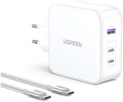 Зарядное устройство Ugreen CD289 Nexode USB-A + 2xUSB-C 140W + кабель USB-C 15339