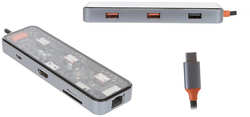 Хаб USB Wiwu Cyber 8-in-1 Type-C - 2xUSB 3.0/USB 2.0/SD/TF/HDMI/RJ45 Space 6936686408431