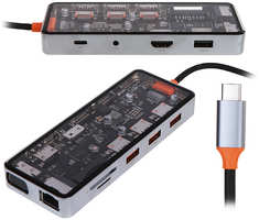 Хаб USB Wiwu Cyber CB011 USB-C - USB3.0-SD-TF-HDMI-RJ45-VGA-PD + 3.5mm 6936686411769